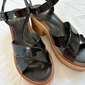 Robert Clergerie Black Patent Leather Wedges